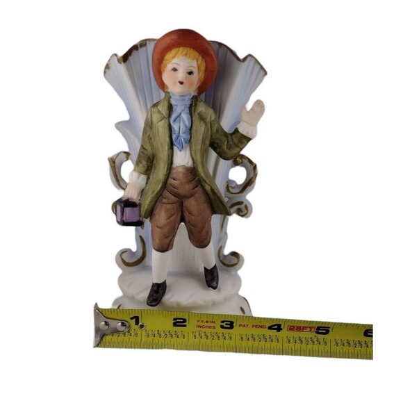 Colonial Boy  6” Figurine Vase Scalloped Hand Painted Porcelain Figural Vintage - Picture 7 of 7